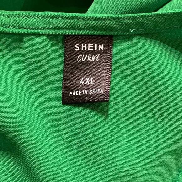 Shein Curve 4XL Ruffled Sleeveless Long 100% Kelly Green Polyester Sheath Dress - Picture 4 of 5